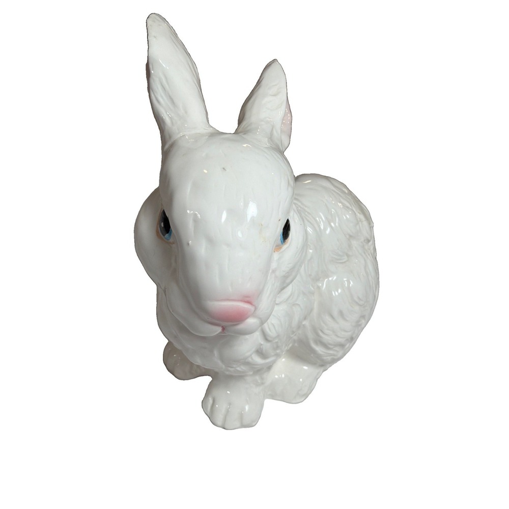 Vintage Enesco White Bunny Rabbit Figurine Ceramic Porcelain Collectible Cottage